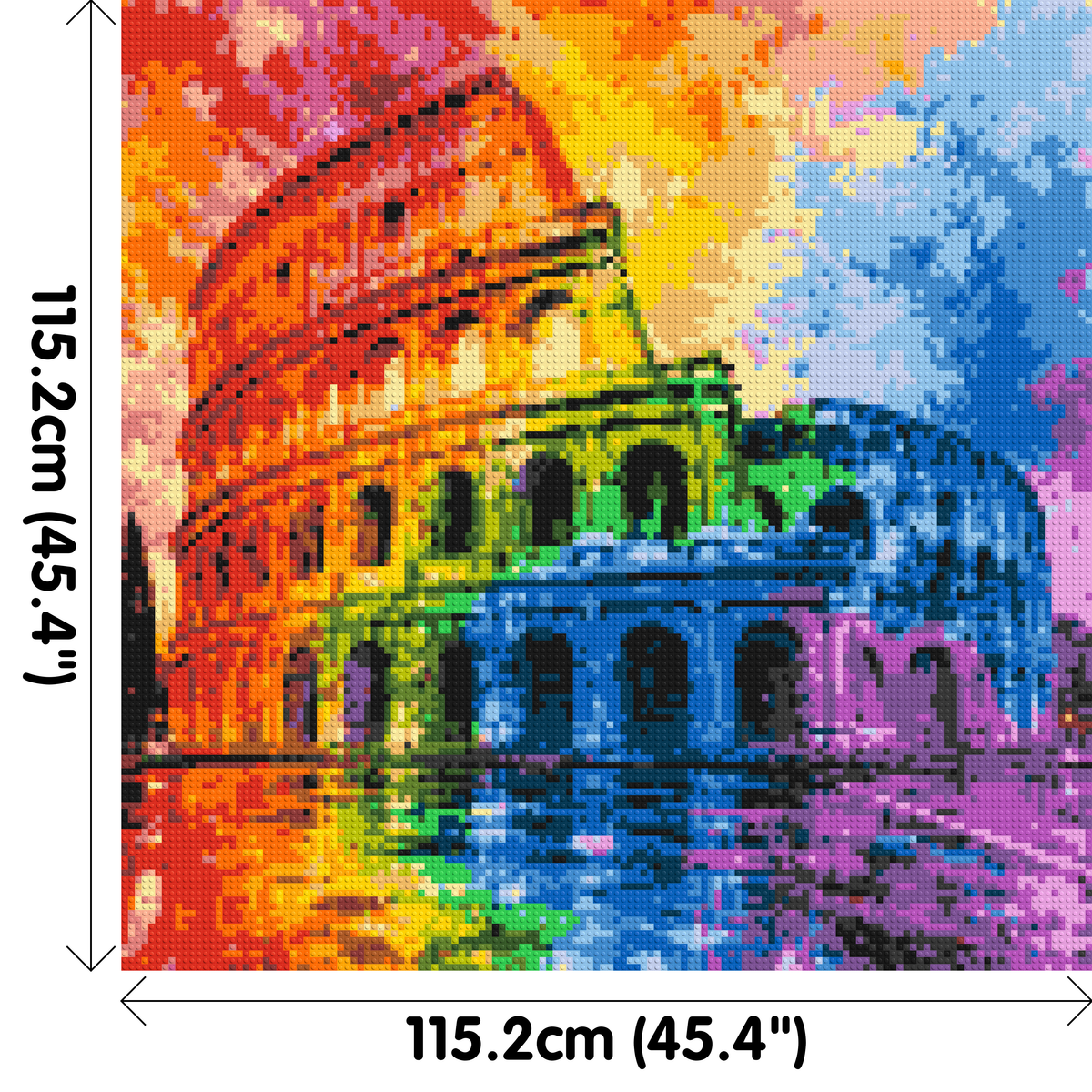 Rome Colosseum Vibrant Watercolor Art - Brick Art Mosaic Kit 6x6 large
