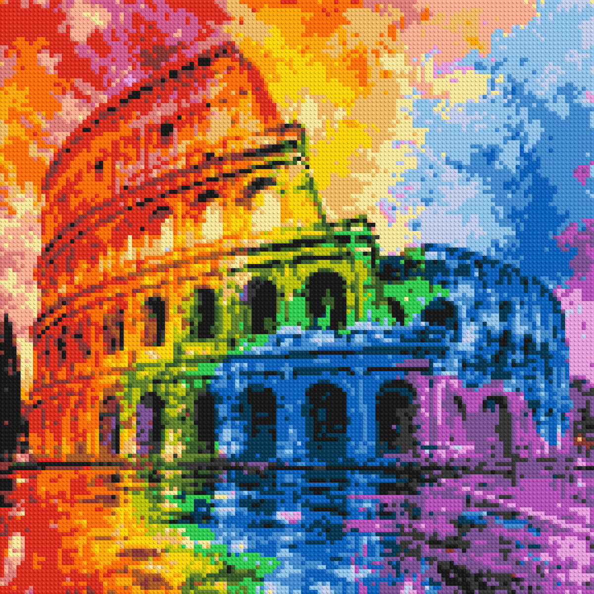 Rome Colosseum Vibrant Watercolor Art - Brick Art Mosaic Kit 6x6 large
