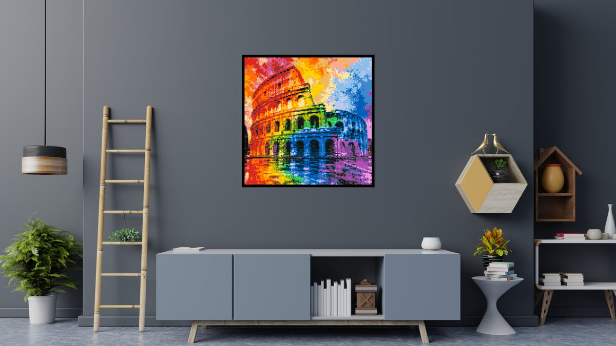 Rome Colosseum Vibrant Watercolor Art - Brick Art Mosaic Kit 6x6 large
