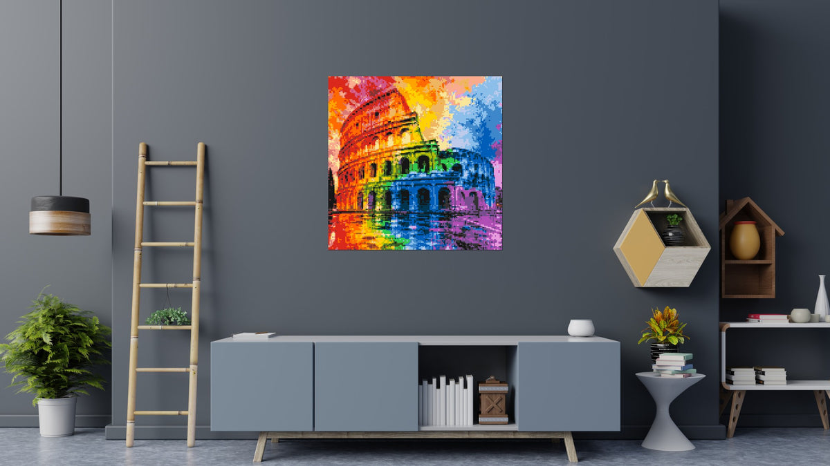 Rome Colosseum Vibrant Watercolor Art - Brick Art Mosaic Kit 6x6 large