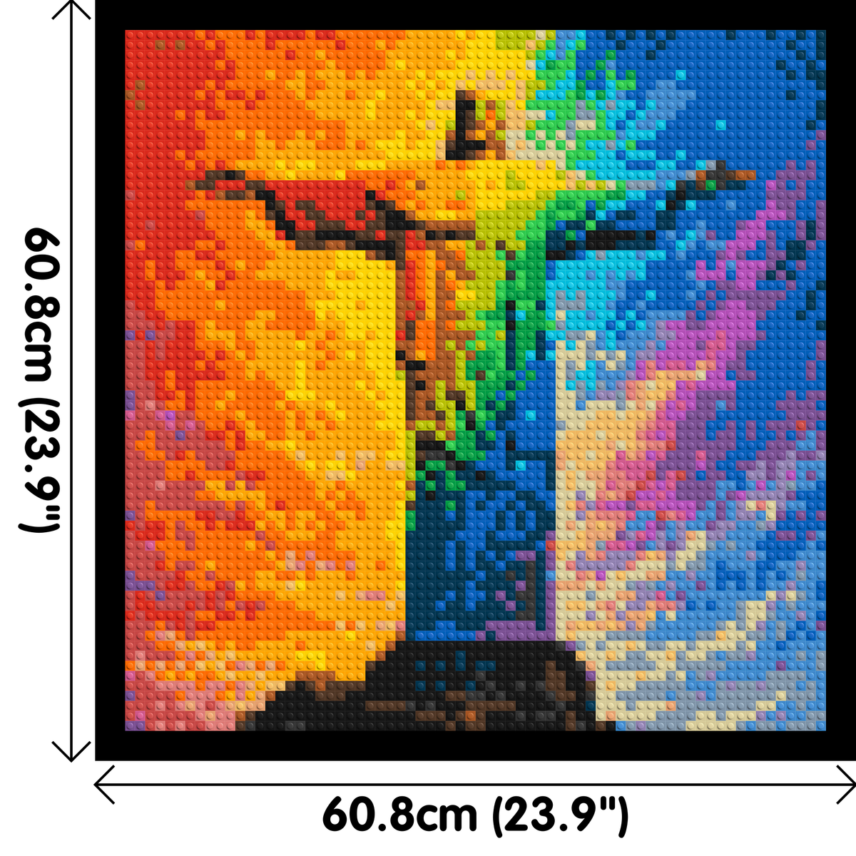 Brazil's Rio de Janeiro Christ the Redeemer Vibrant Post-Impressionist - Brick Art Mosaic Kit 3x3 dimensions with frame