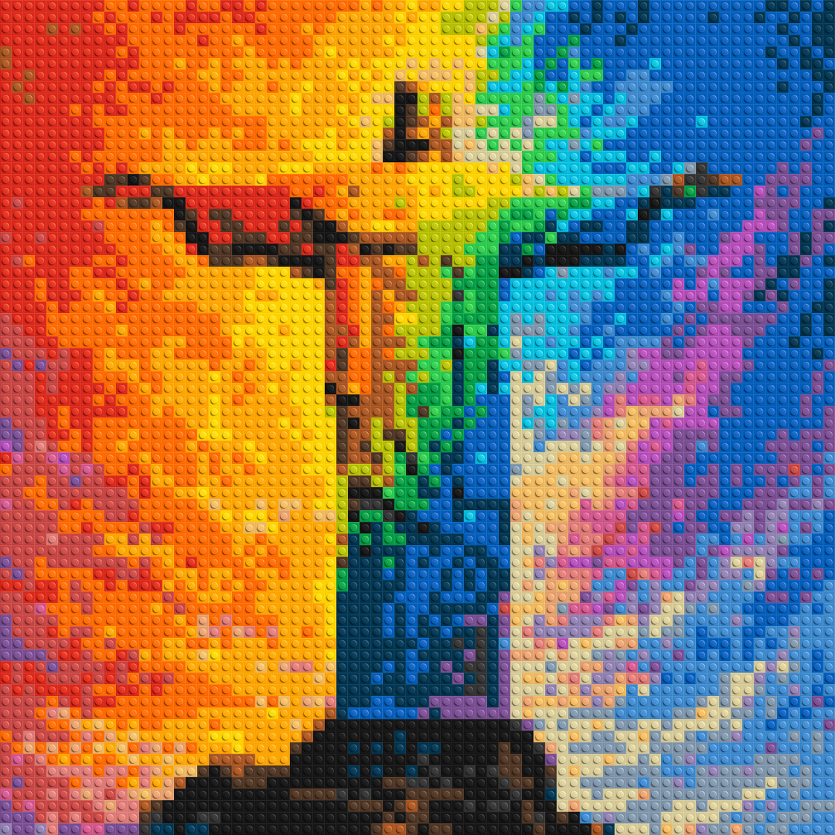 Brazil's Rio de Janeiro Christ the Redeemer Vibrant Post-Impressionist - Brick Art Mosaic Kit 3x3 large