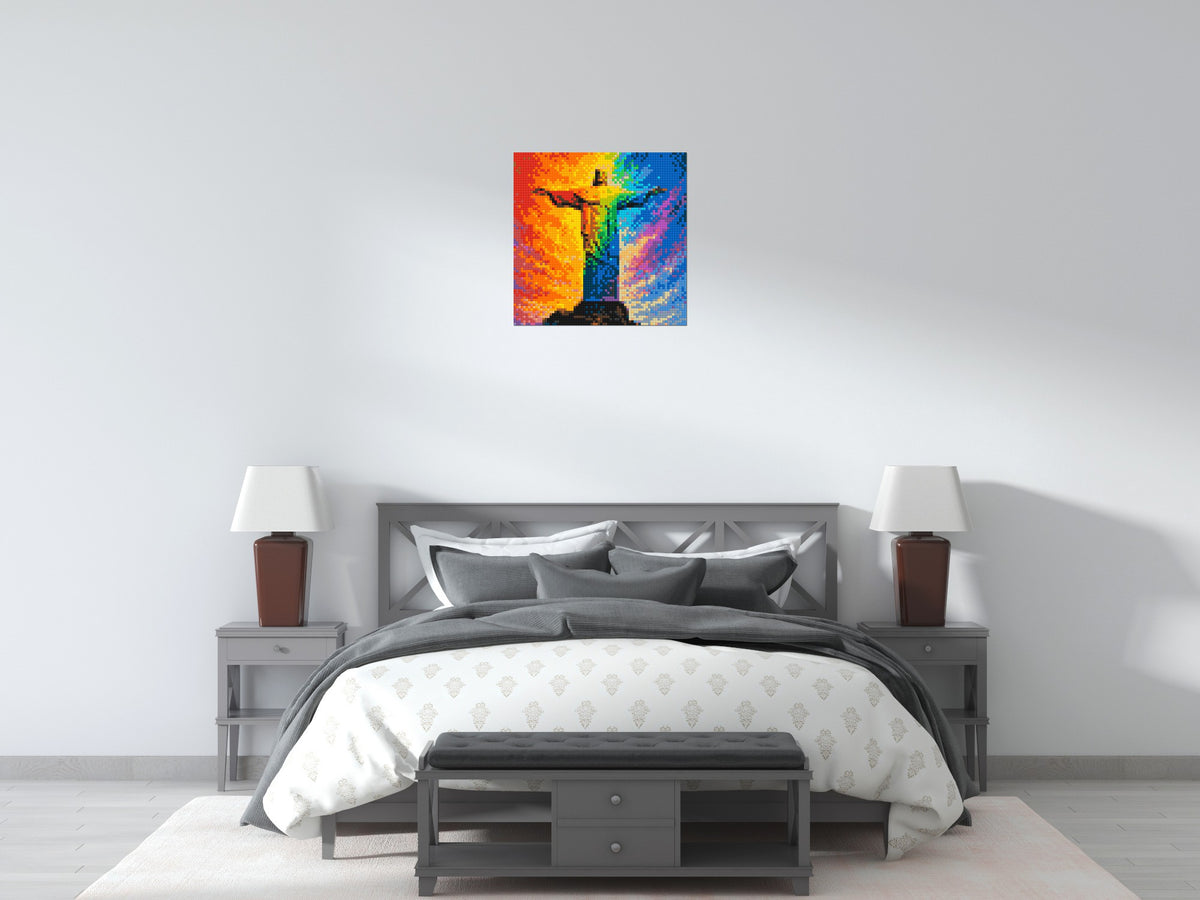 Brazil's Rio de Janeiro Christ the Redeemer Vibrant Post-Impressionist - Brick Art Mosaic Kit 3x3 large