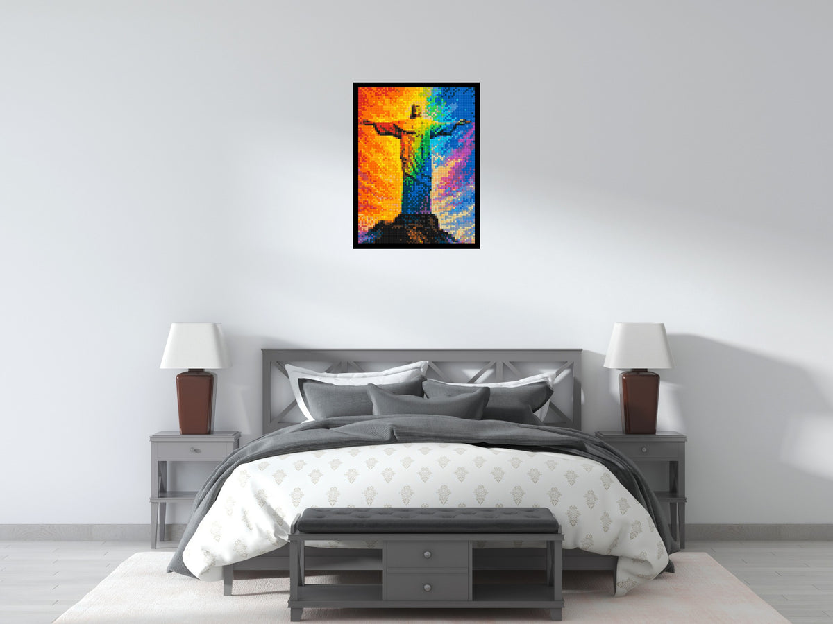 Brazil's Rio de Janeiro Christ the Redeemer Vibrant Post-Impressionist - Brick Art Mosaic Kit 3x4 large