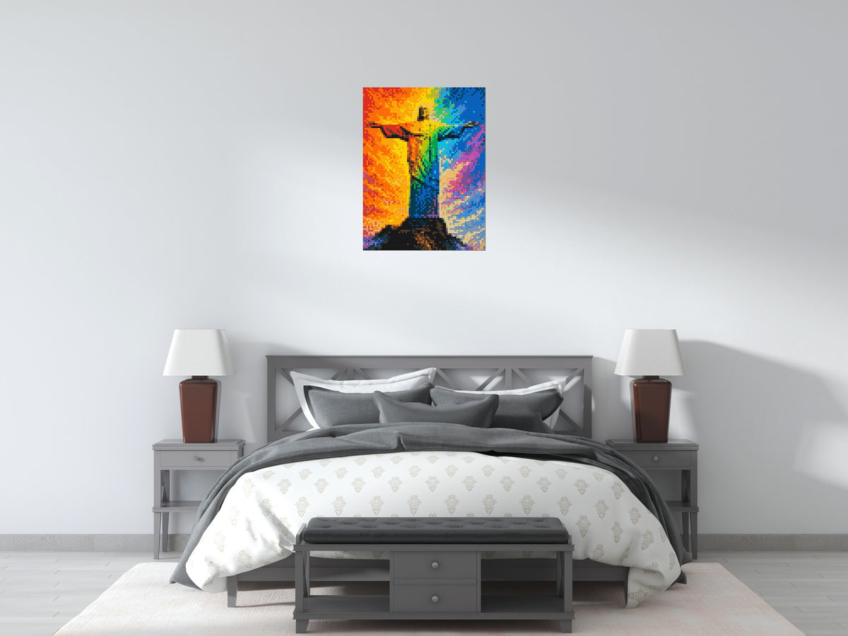 Brazil's Rio de Janeiro Christ the Redeemer Vibrant Post-Impressionist - Brick Art Mosaic Kit 3x4 large