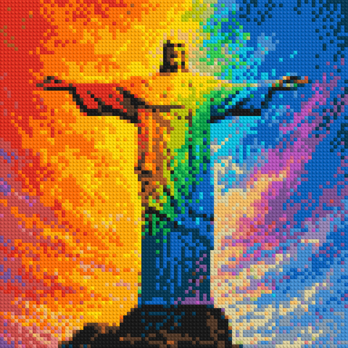 Brazil's Rio de Janeiro Christ the Redeemer Vibrant Post-Impressionist - Brick Art Mosaic Kit 4x4 large