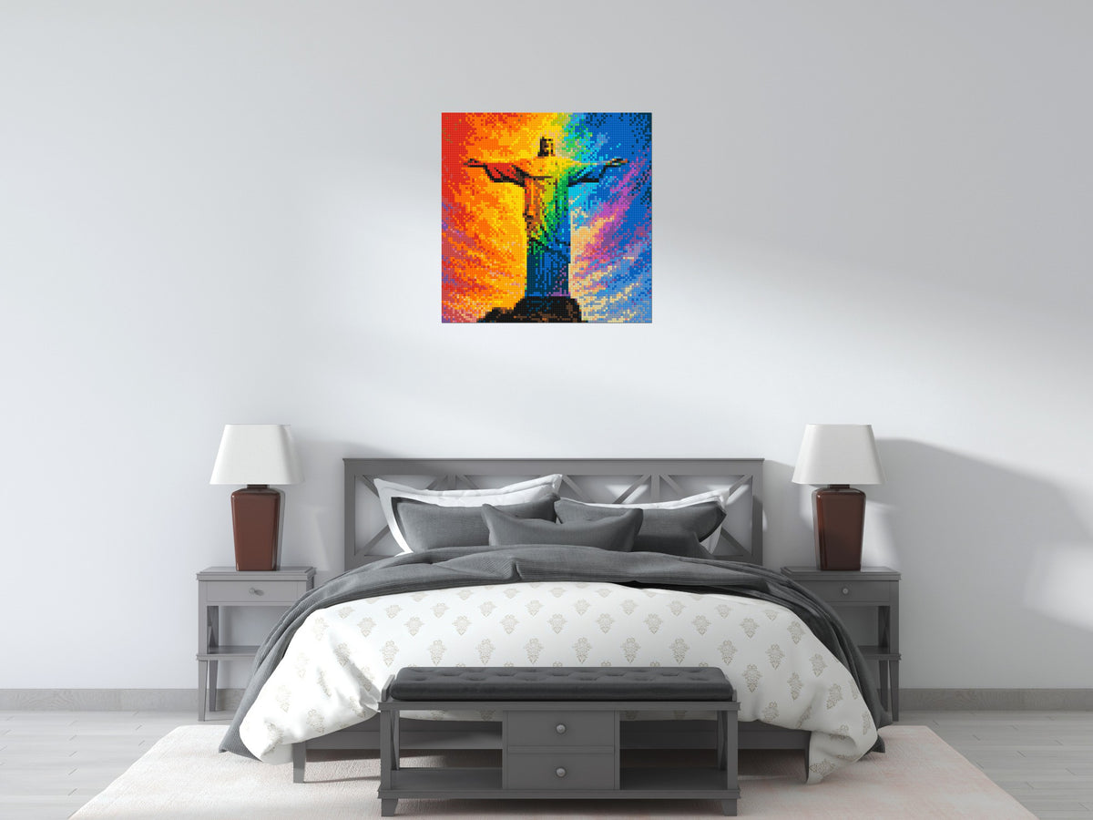 Brazil's Rio de Janeiro Christ the Redeemer Vibrant Post-Impressionist - Brick Art Mosaic Kit 4x4 large