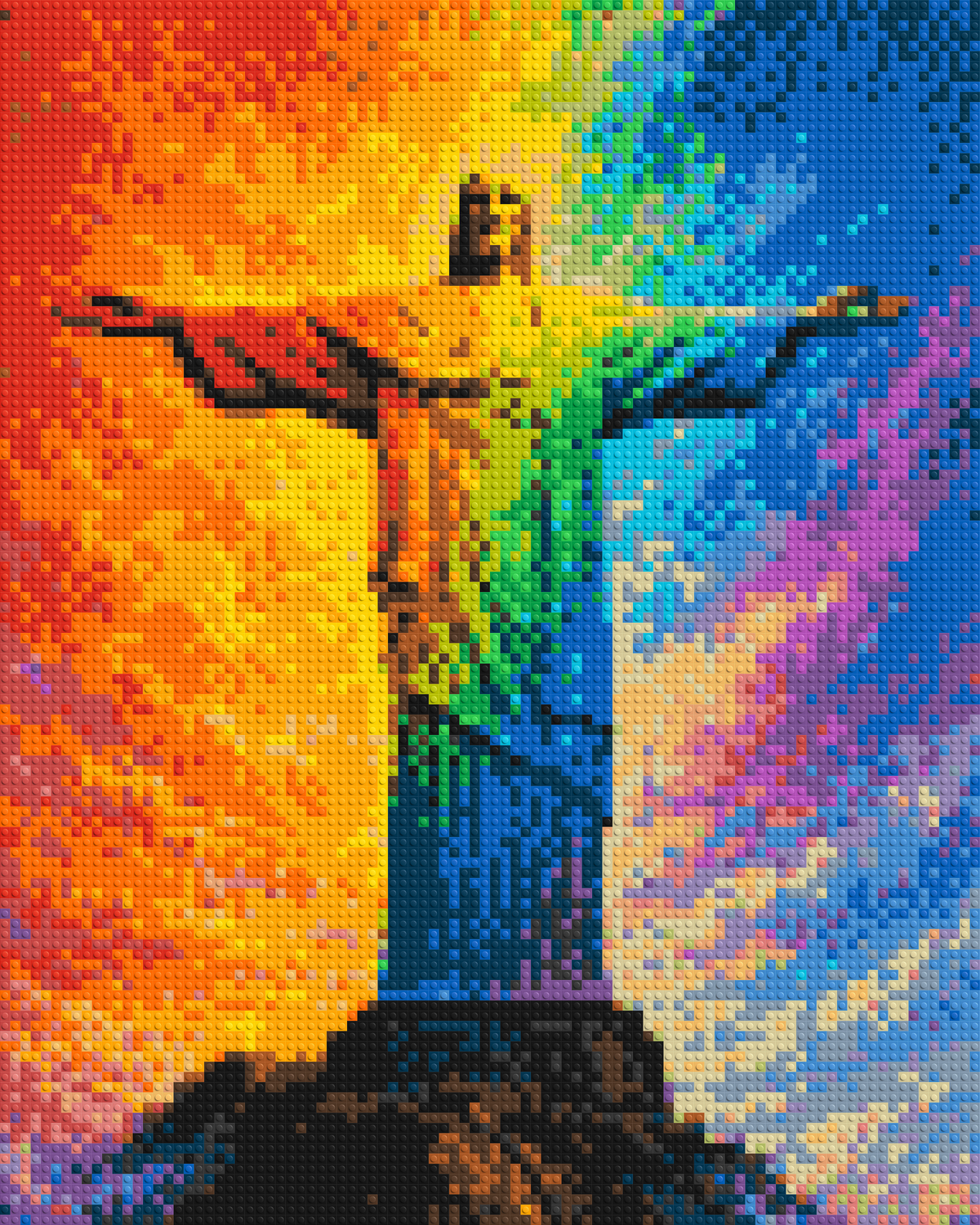 Brazil's Rio de Janeiro Christ the Redeemer Vibrant Post-Impressionist - Brick Art Mosaic Kit 4x5 large