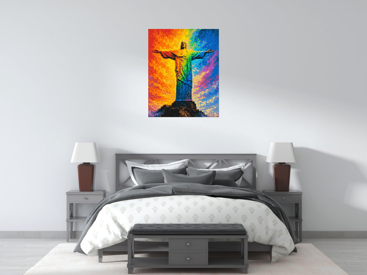 Brazil's Rio de Janeiro Christ the Redeemer Vibrant Post-Impressionist - Brick Art Mosaic Kit 4x5 large