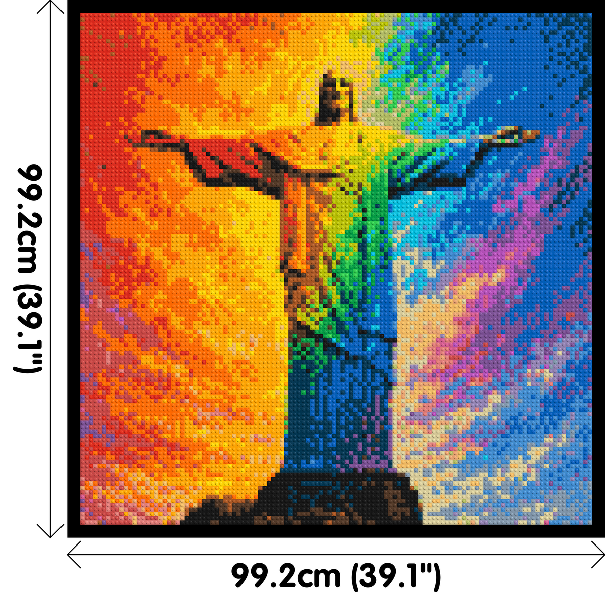Brazil's Rio de Janeiro Christ the Redeemer Vibrant Post-Impressionist - Brick Art Mosaic Kit 5x5 dimensions with frame