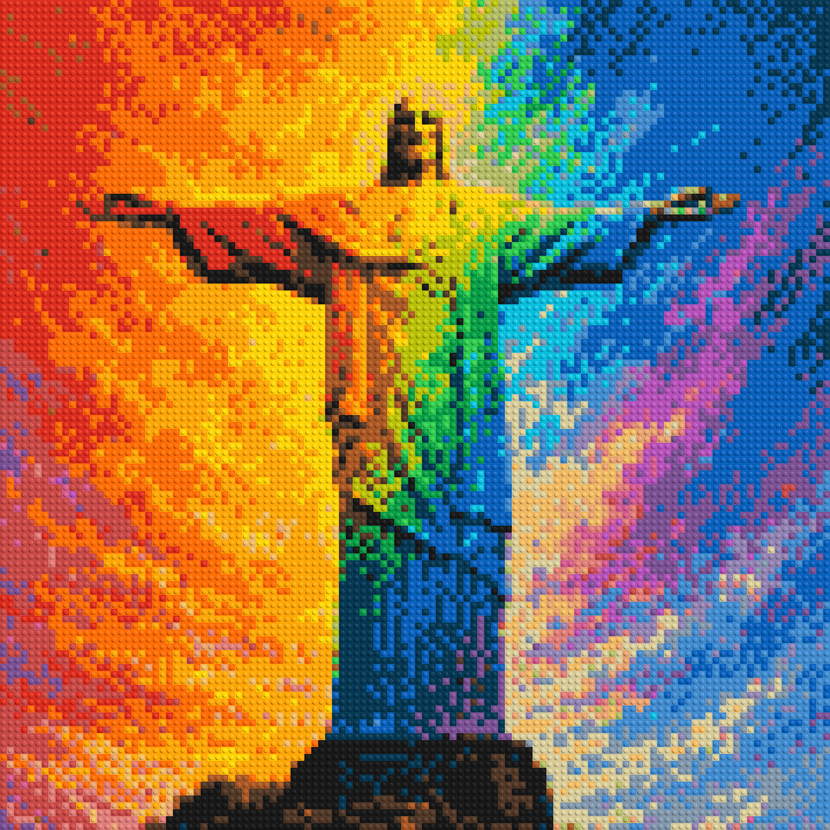 Brazil's Rio de Janeiro Christ the Redeemer Vibrant Post-Impressionist - Brick Art Mosaic Kit 5x5 large