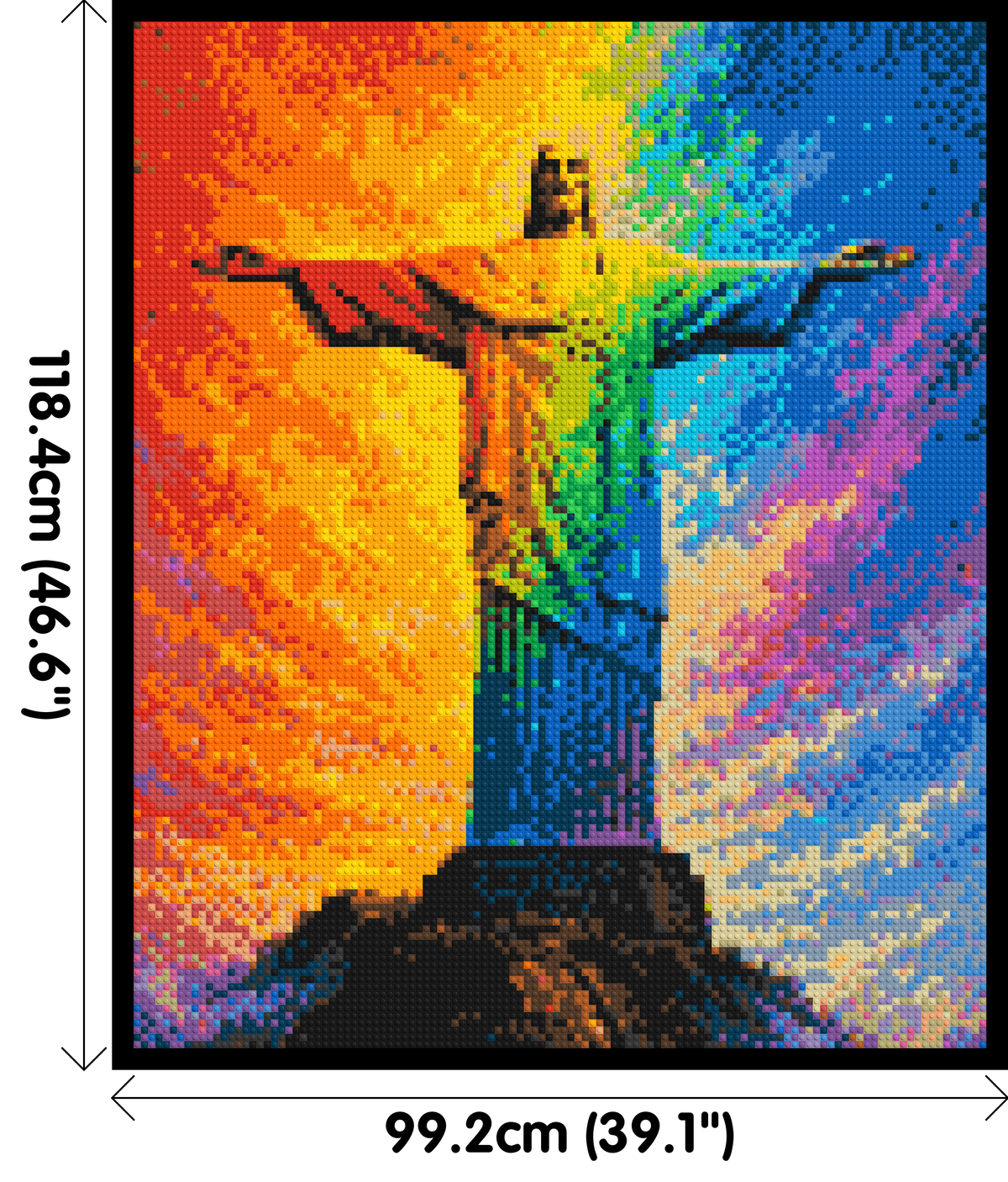 Brazil's Rio de Janeiro Christ the Redeemer Vibrant Post-Impressionist - Brick Art Mosaic Kit 5x6 dimensions with frame