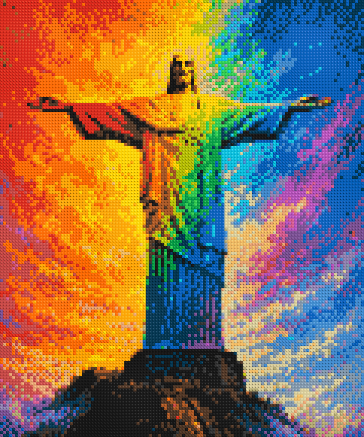 Brazil's Rio de Janeiro Christ the Redeemer Vibrant Post-Impressionist - Brick Art Mosaic Kit 5x6 large