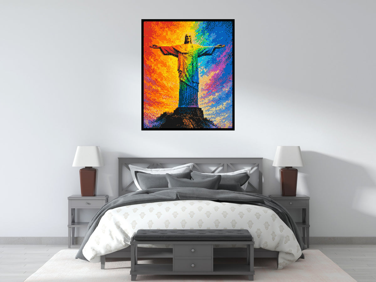 Brazil's Rio de Janeiro Christ the Redeemer Vibrant Post-Impressionist - Brick Art Mosaic Kit 5x6 large