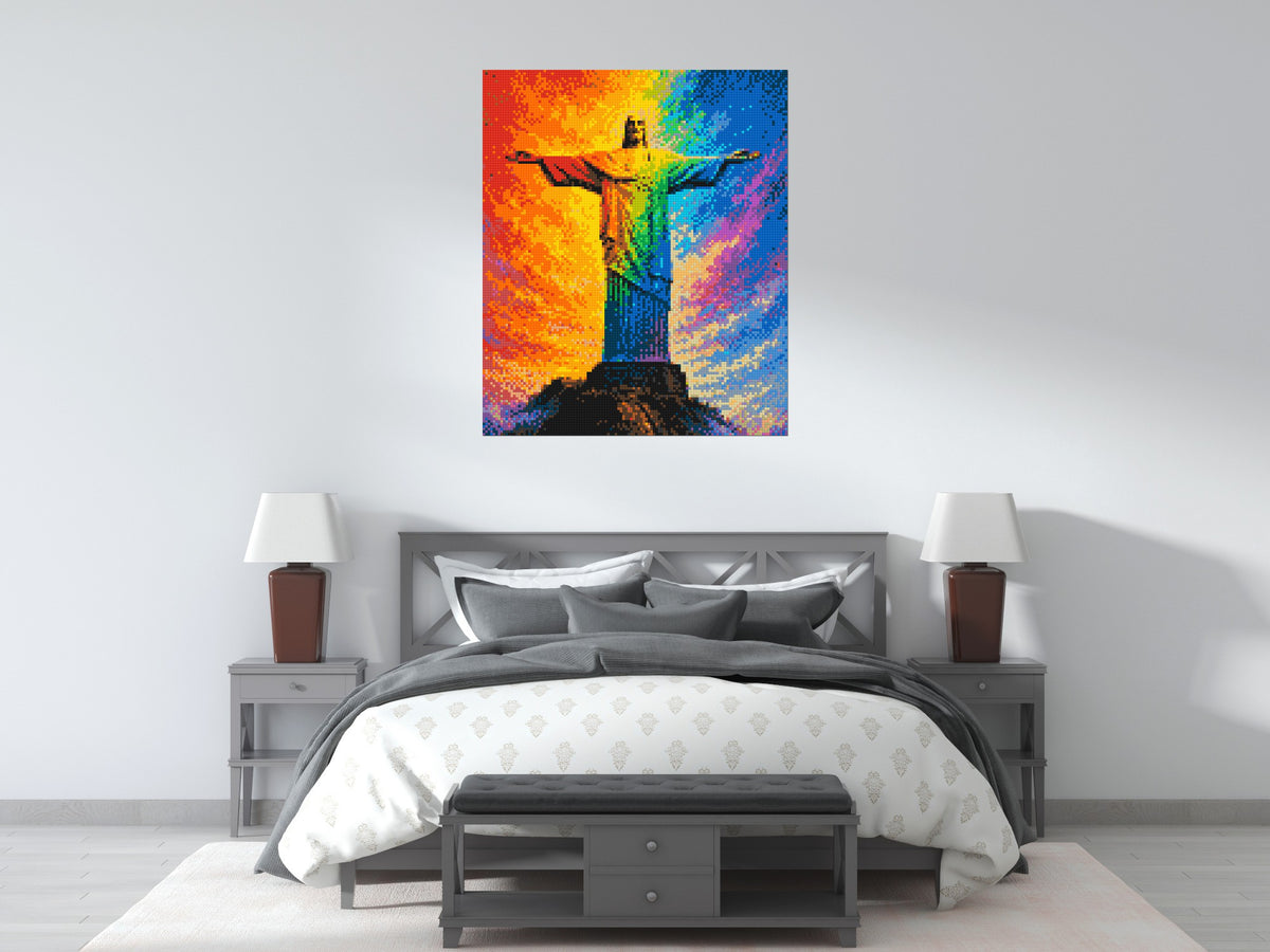 Brazil's Rio de Janeiro Christ the Redeemer Vibrant Post-Impressionist - Brick Art Mosaic Kit 5x6 scene