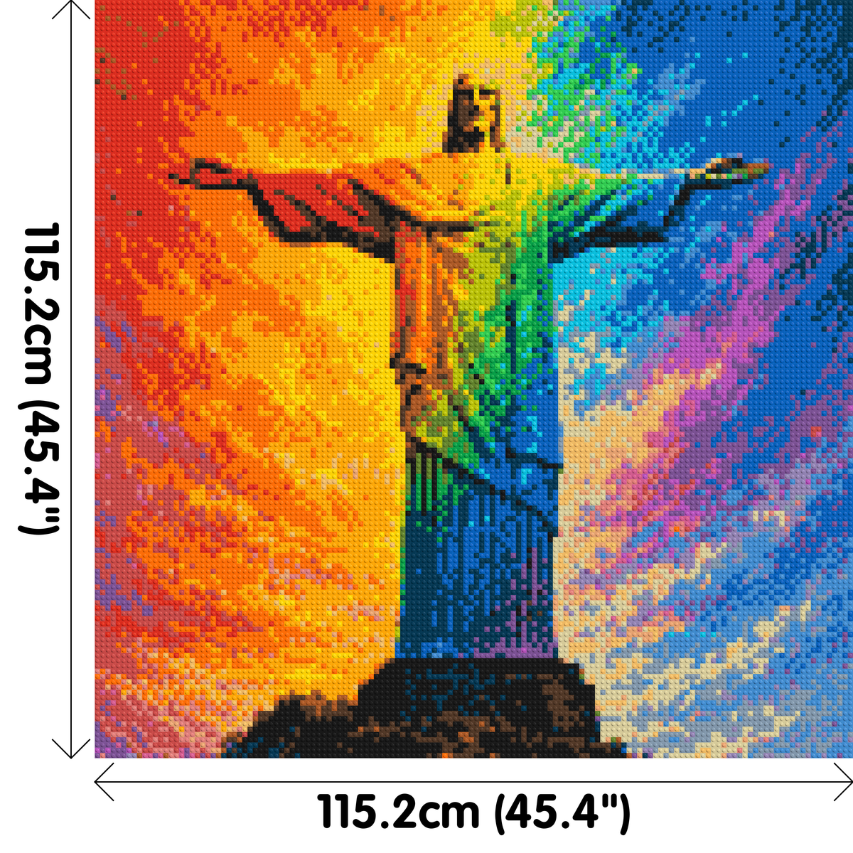 Brazil's Rio de Janeiro Christ the Redeemer Vibrant Post-Impressionist - Brick Art Mosaic Kit 6x6 large