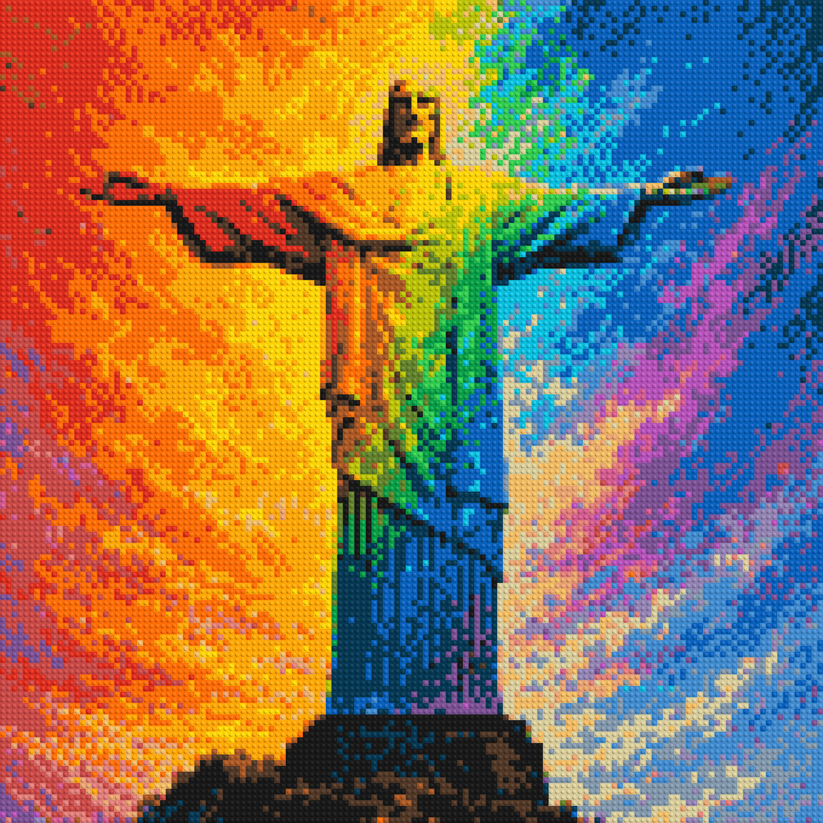 Brazil's Rio de Janeiro Christ the Redeemer Vibrant Post-Impressionist - Brick Art Mosaic Kit 6x6 large