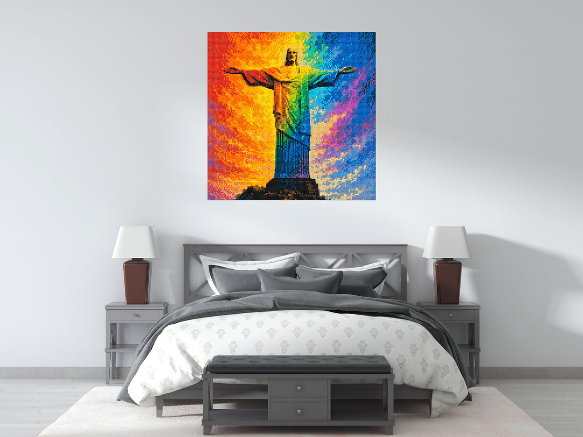 Brazil's Rio de Janeiro Christ the Redeemer Vibrant Post-Impressionist - Brick Art Mosaic Kit 6x6 large