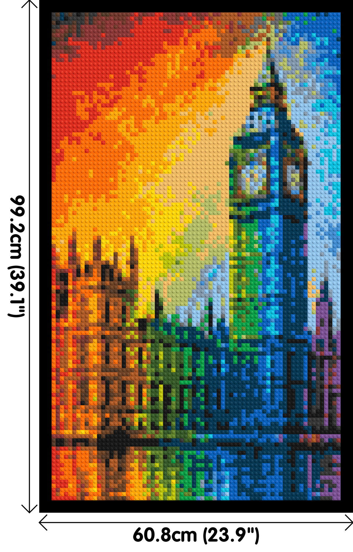 London's Big Ben Vibrant Post-Impressionist - Brick Art Mosaic Kit 3x5 dimensions with frame