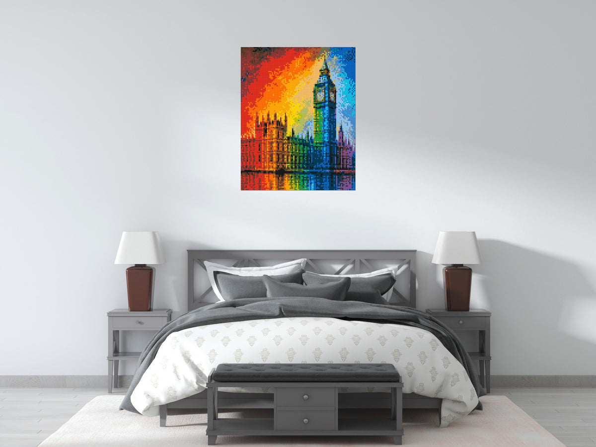 London's Big Ben Vibrant Post-Impressionist - Brick Art Mosaic Kit 4x5 scene