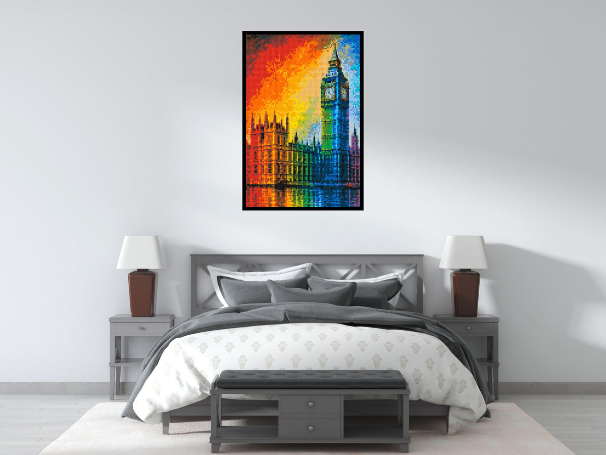 London's Big Ben Vibrant Post-Impressionist - Brick Art Mosaic Kit 4x6 large