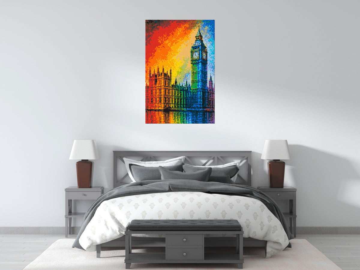 London's Big Ben Vibrant Post-Impressionist - Brick Art Mosaic Kit 4x6 large