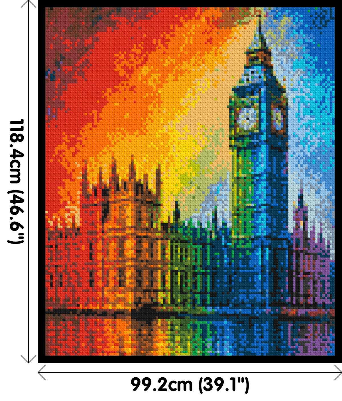 London's Big Ben Vibrant Post-Impressionist - Brick Art Mosaic Kit 5x6 large