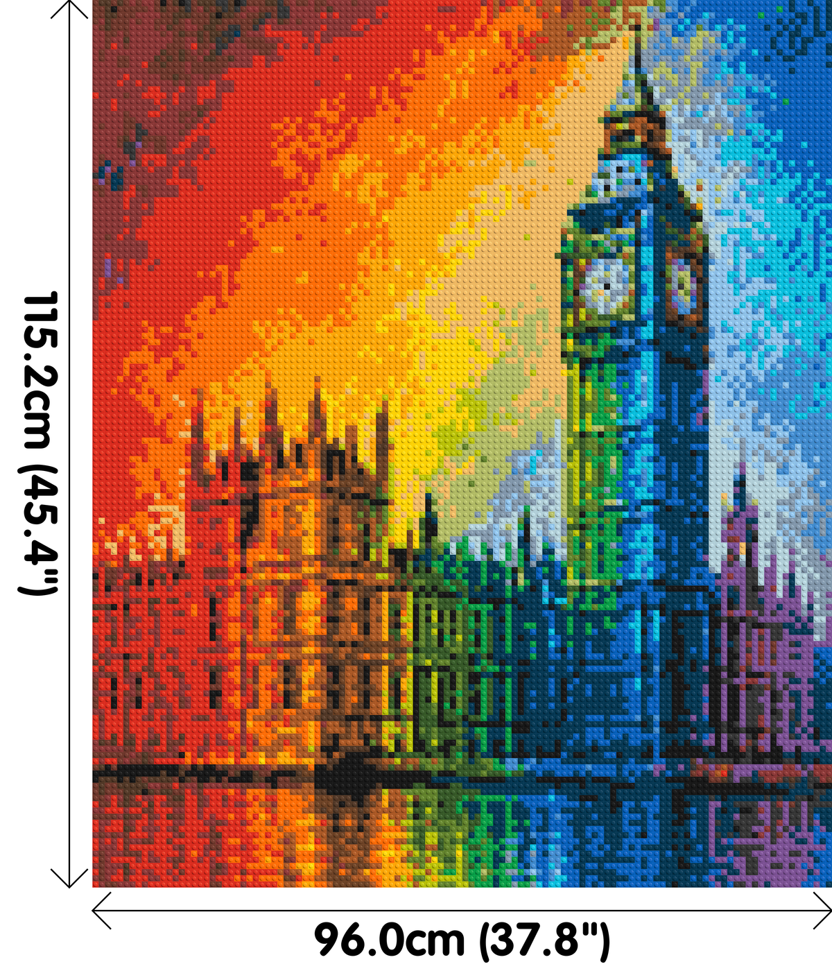 London's Big Ben Vibrant Post-Impressionist - Brick Art Mosaic Kit 5x6 large