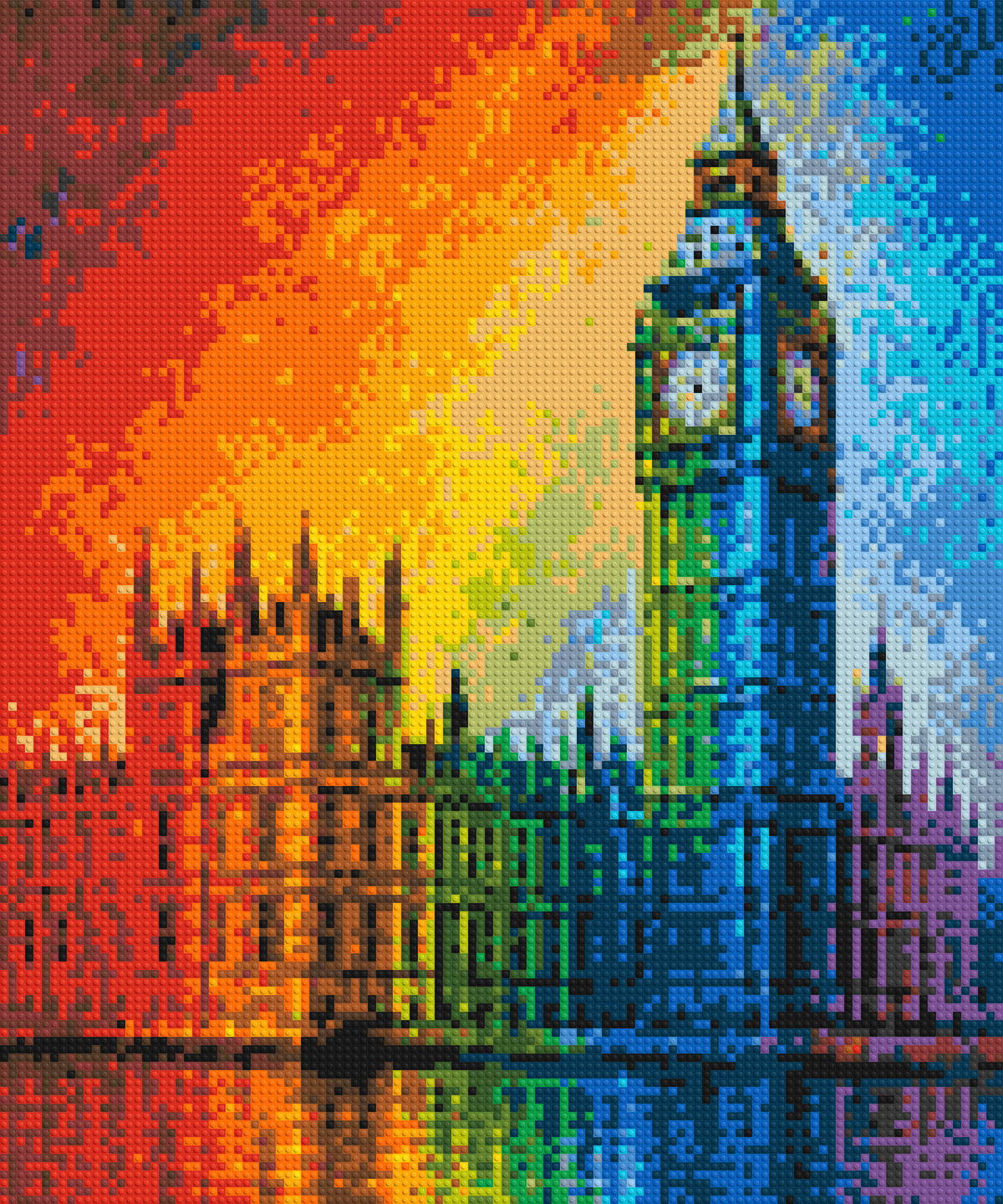 London's Big Ben Vibrant Post-Impressionist - Brick Art Mosaic Kit 5x6 large