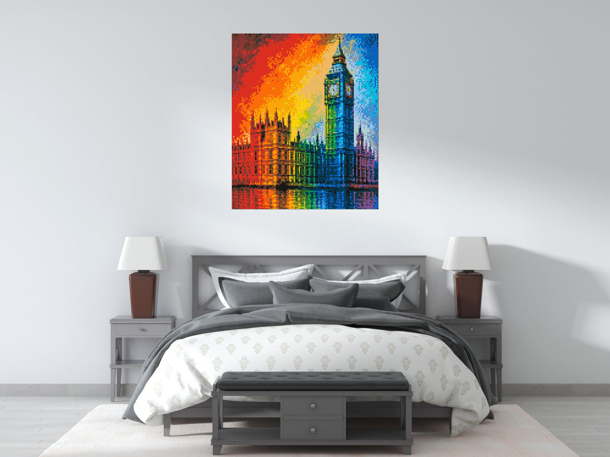 London's Big Ben Vibrant Post-Impressionist - Brick Art Mosaic Kit 5x6 large