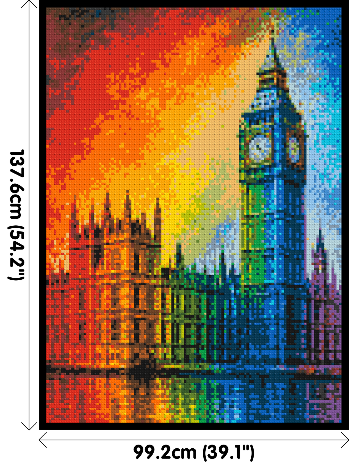 London's Big Ben Vibrant Post-Impressionist - Brick Art Mosaic Kit 5x7 large
