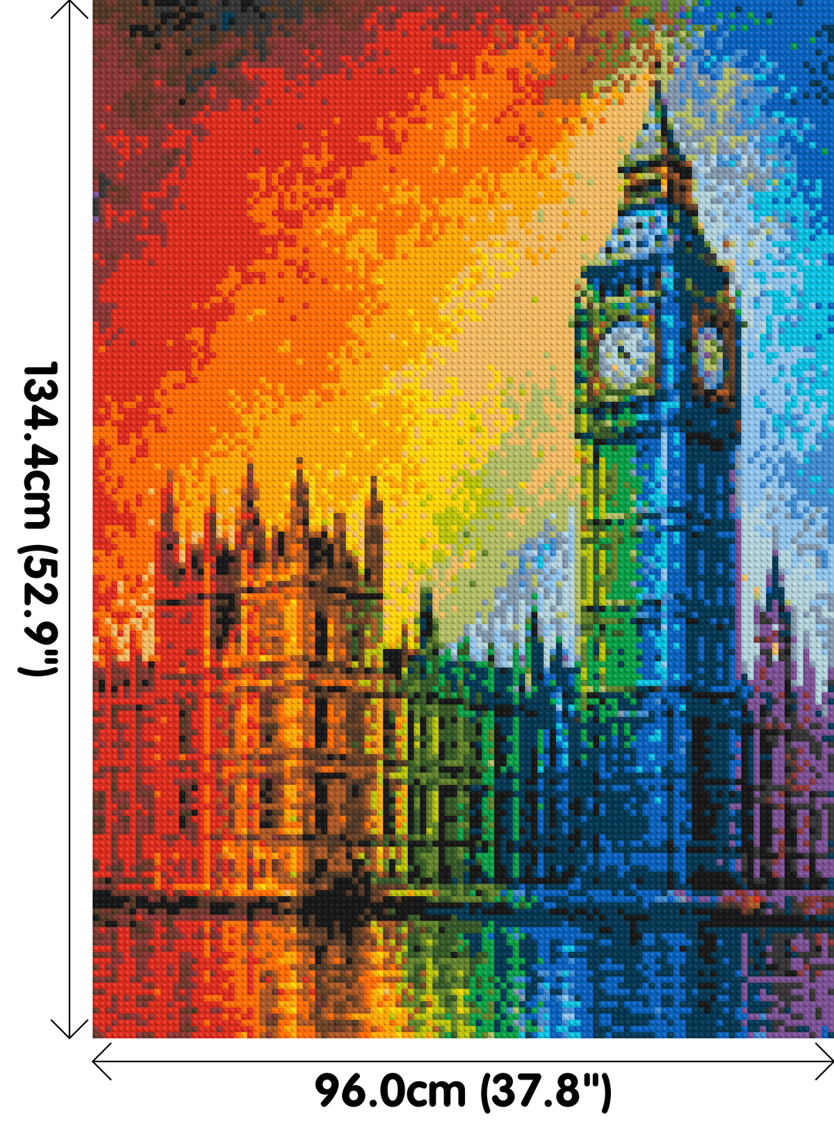 London's Big Ben Vibrant Post-Impressionist - Brick Art Mosaic Kit 5x7 large