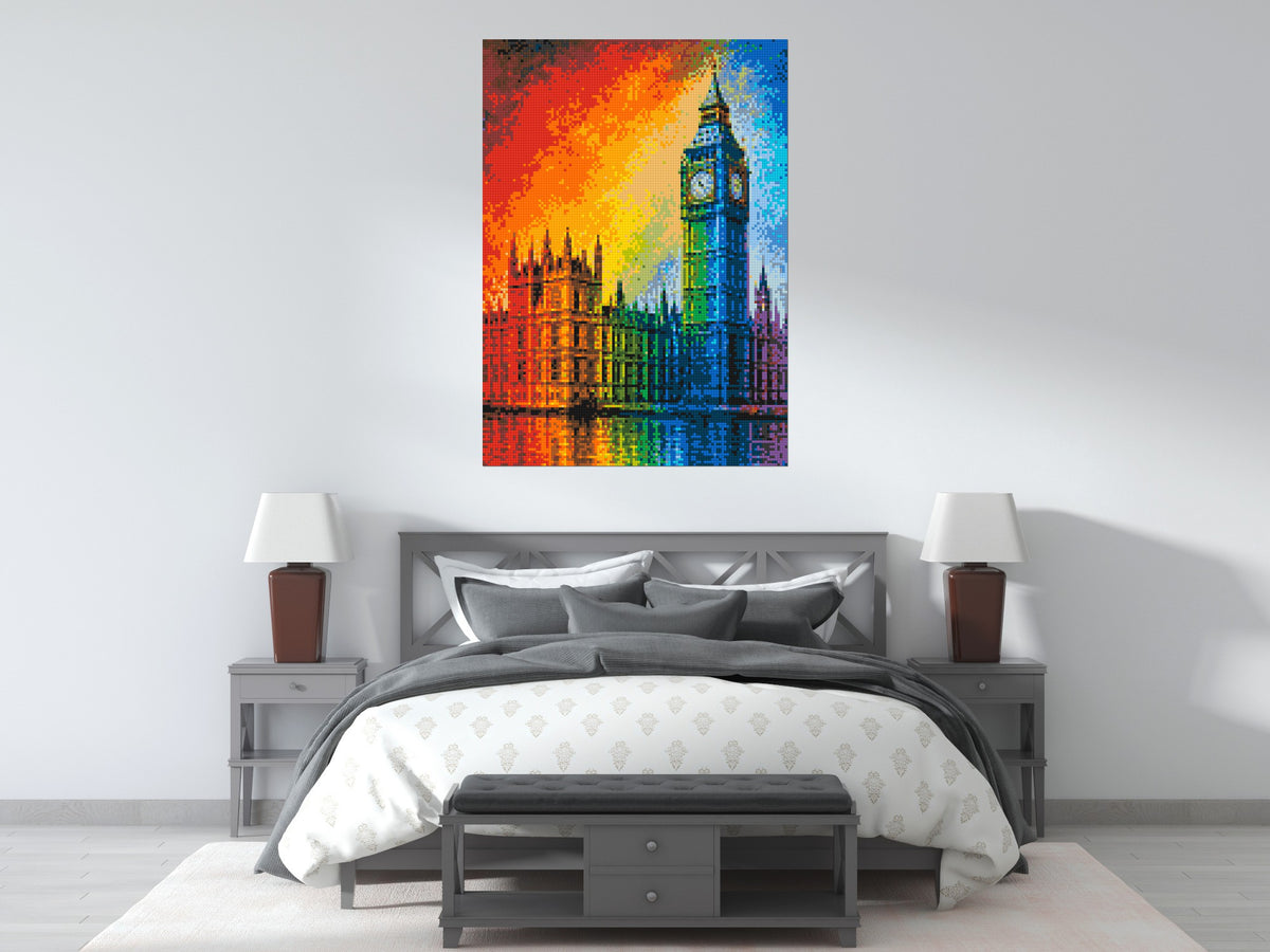 London's Big Ben Vibrant Post-Impressionist - Brick Art Mosaic Kit 5x7 large