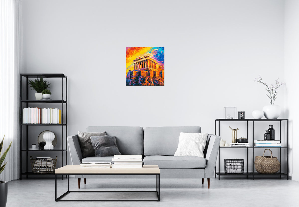 Athens Parthenon Vibrant Post-Impressionist - Brick Art Mosaic Kit 3x3 large