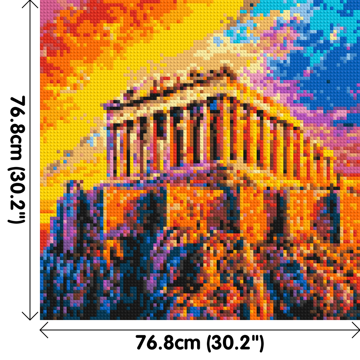 Athens Parthenon Vibrant Post-Impressionist - Brick Art Mosaic Kit 4x4 dimensions
