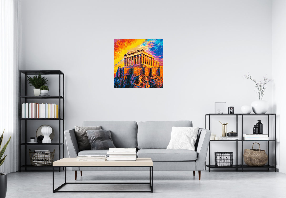 Athens Parthenon Vibrant Post-Impressionist - Brick Art Mosaic Kit 4x4 scene