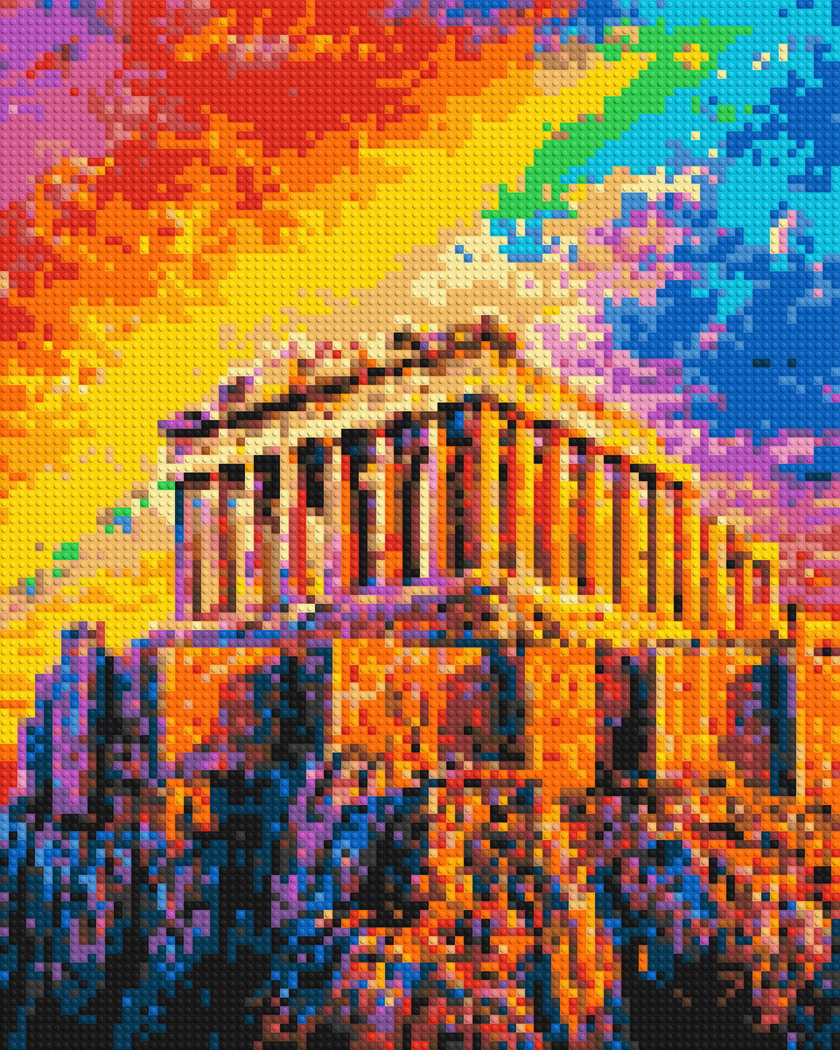 Athens Parthenon Vibrant Post-Impressionist - Brick Art Mosaic Kit 4x5 large