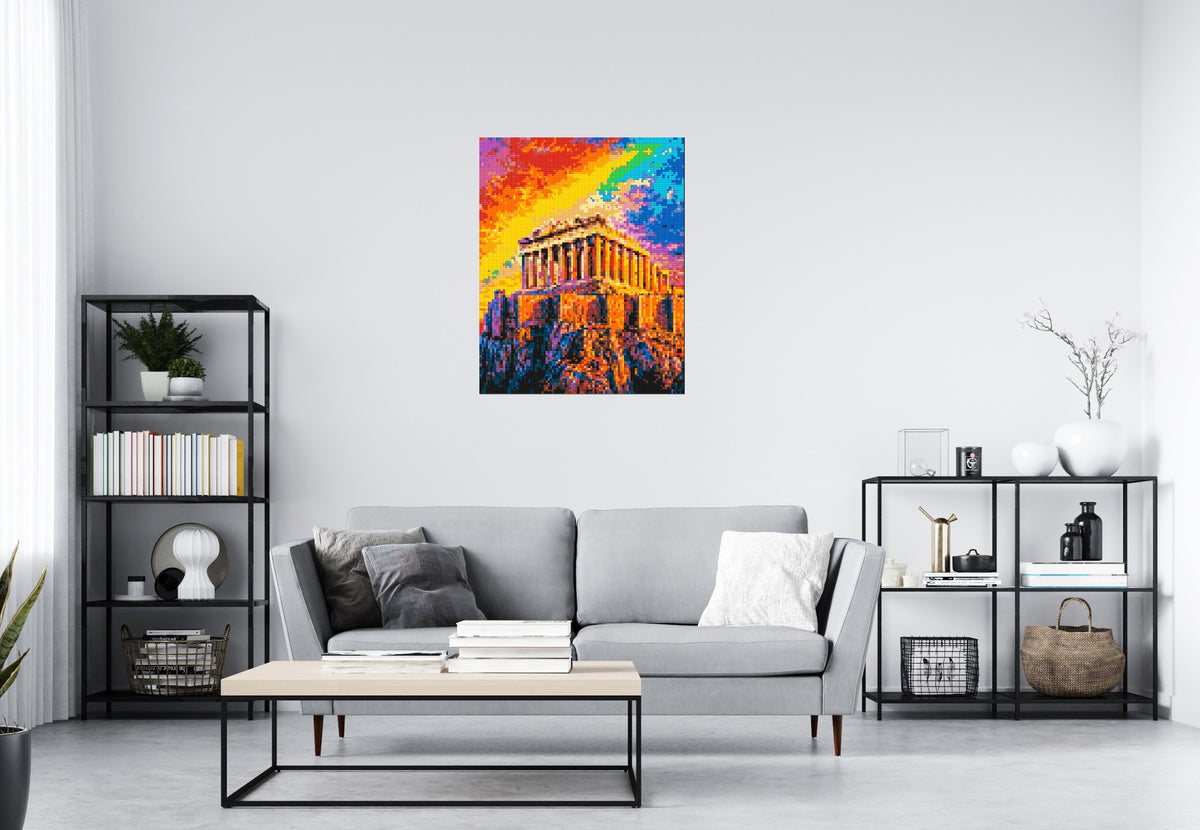Athens Parthenon Vibrant Post-Impressionist - Brick Art Mosaic Kit 4x5 large