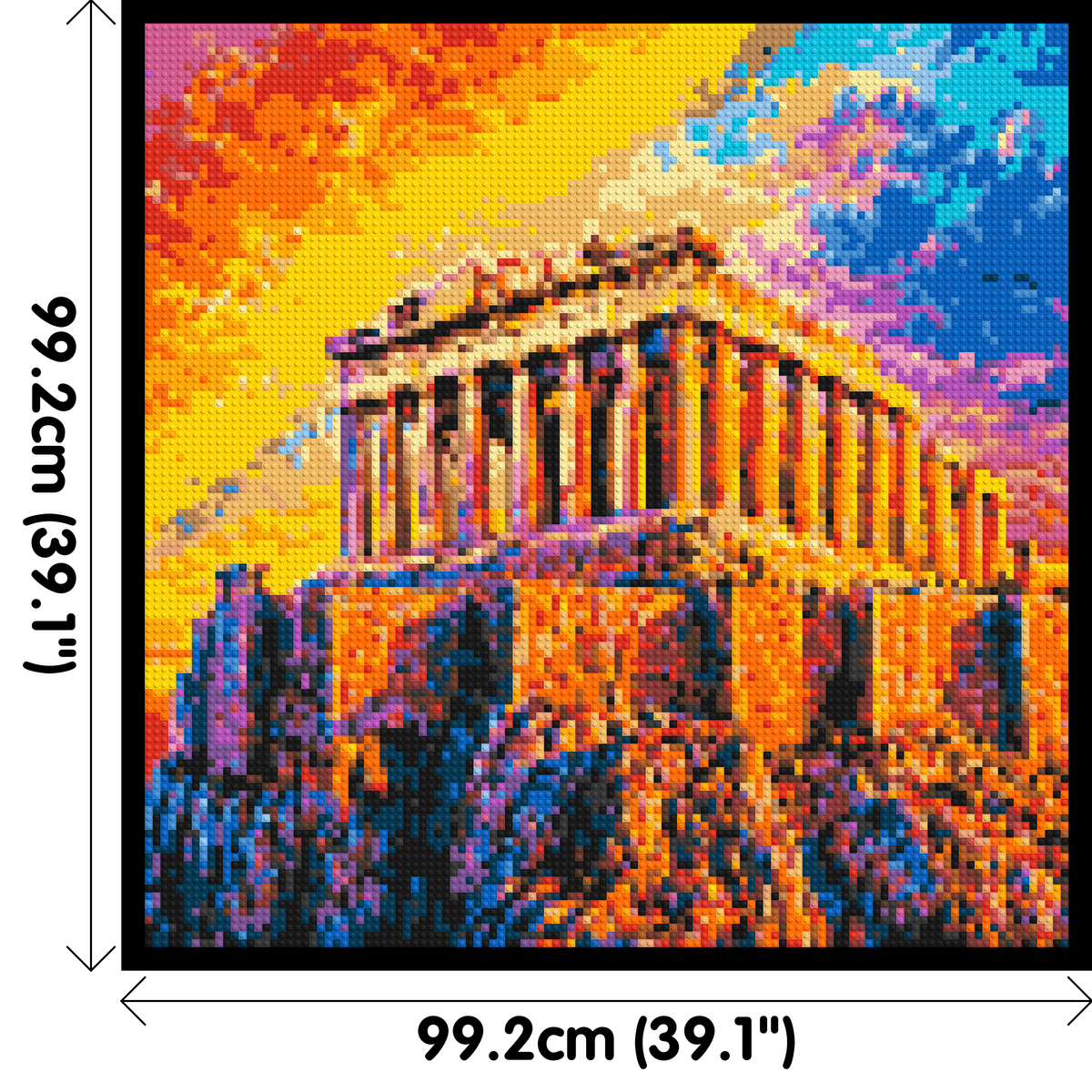 Athens Parthenon Vibrant Post-Impressionist - Brick Art Mosaic Kit 5x5 dimensions with frame