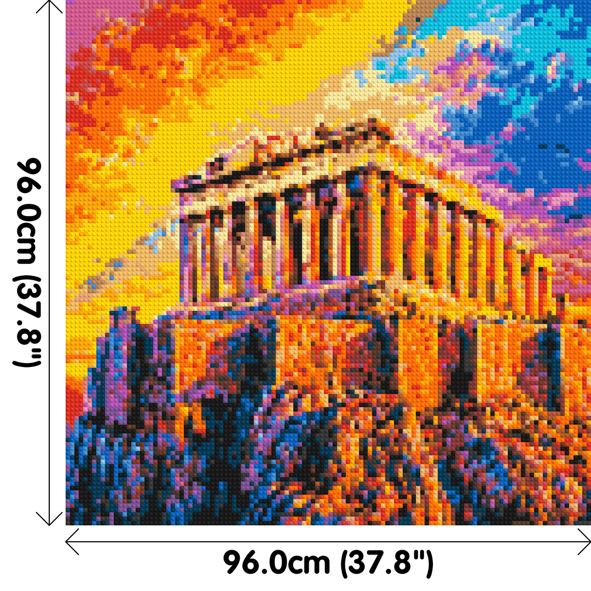 Athens Parthenon Vibrant Post-Impressionist - Brick Art Mosaic Kit 5x5 dimensions