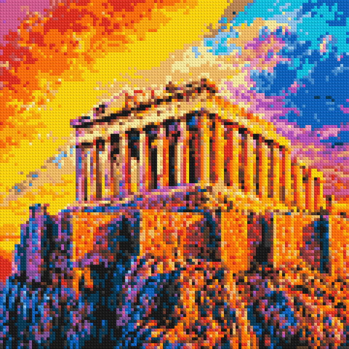 Athens Parthenon Vibrant Post-Impressionist - Brick Art Mosaic Kit 5x5 large