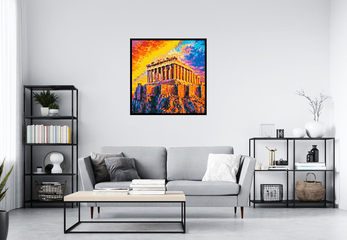 Athens Parthenon Vibrant Post-Impressionist - Brick Art Mosaic Kit 5x5 large