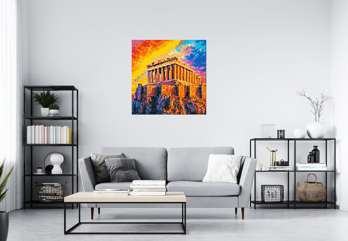 Athens Parthenon Vibrant Post-Impressionist - Brick Art Mosaic Kit 5x5 large