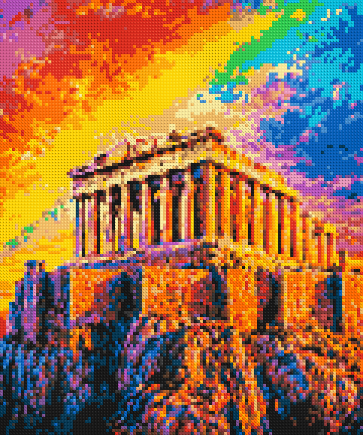 Athens Parthenon Vibrant Post-Impressionist - Brick Art Mosaic Kit 5x6 large