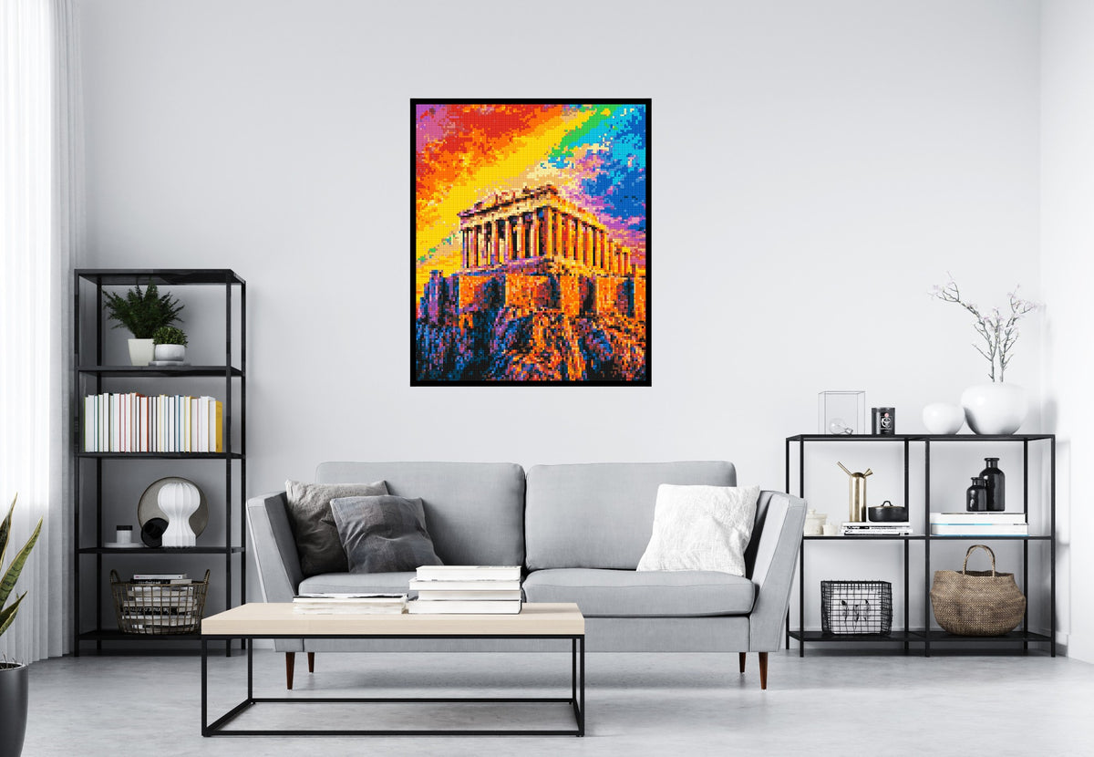 Athens Parthenon Vibrant Post-Impressionist - Brick Art Mosaic Kit 5x6 large