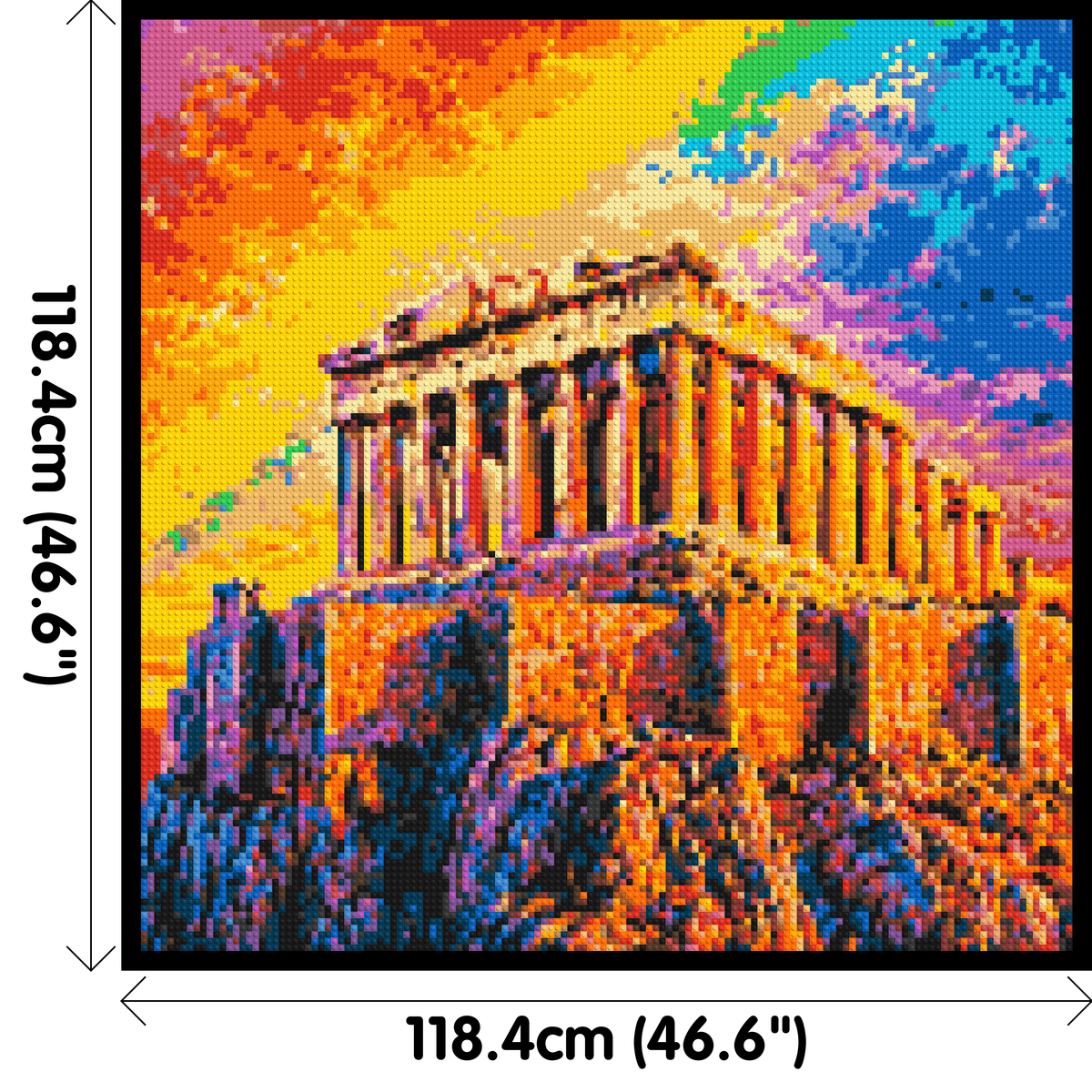 Athens Parthenon Vibrant Post-Impressionist - Brick Art Mosaic Kit 6x6 large
