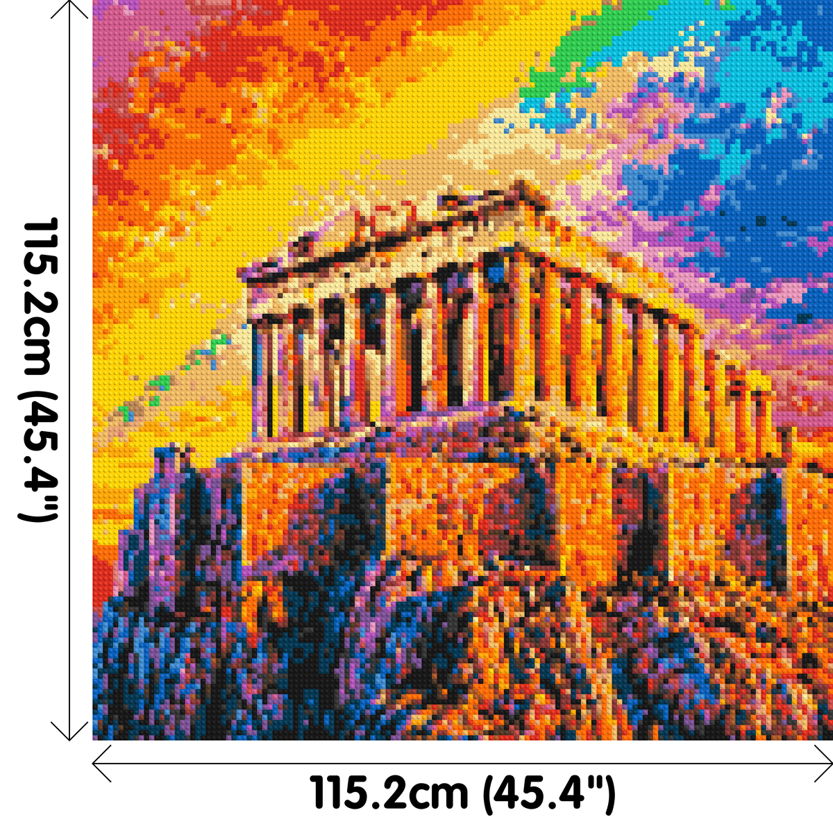 Athens Parthenon Vibrant Post-Impressionist - Brick Art Mosaic Kit 6x6 dimensions