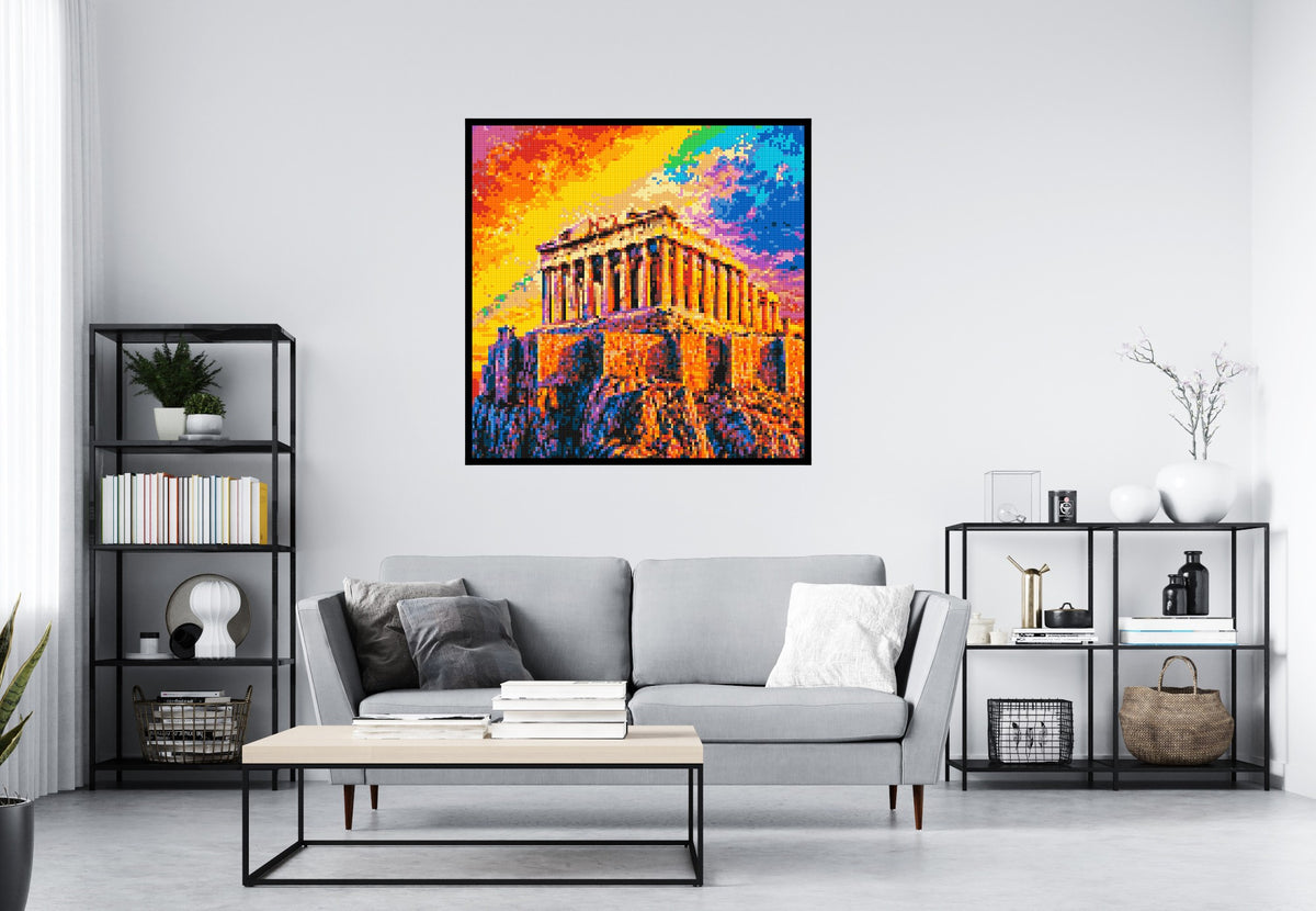 Athens Parthenon Vibrant Post-Impressionist - Brick Art Mosaic Kit 6x6 large