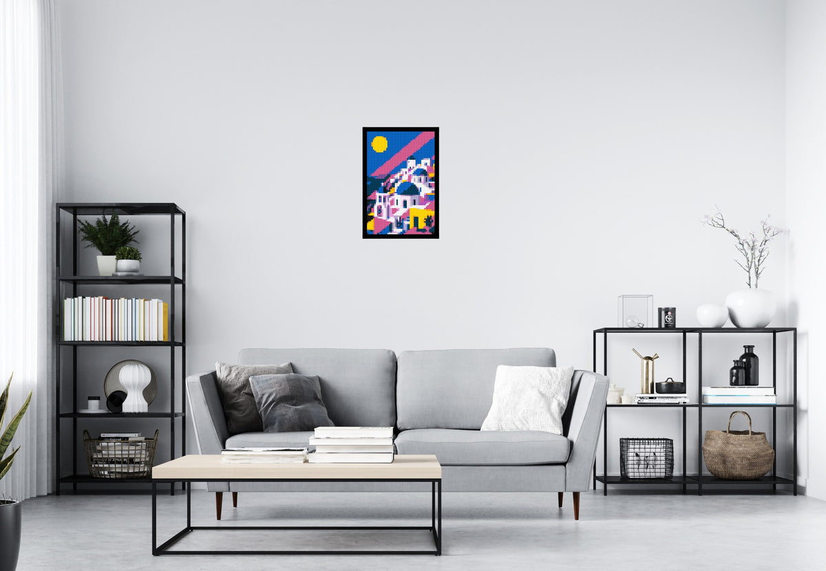 Santorini Geometric Pop Art - Brick Art Mosaic Kit 2x3 large