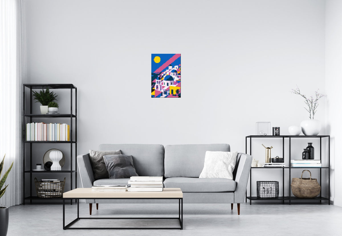 Santorini Geometric Pop Art - Brick Art Mosaic Kit 2x3 large
